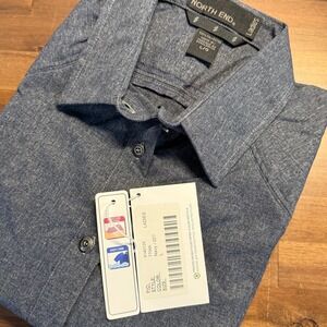 North End Ladies Moisture Wicking Button Down Long‎ Sleeve Top, Blue Large